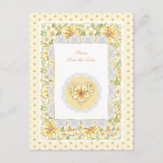 Hibiskus und Spitzen YELLOW Postkarte (Vorderseite)