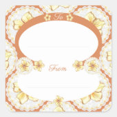 Hibiskus und Spitzen YELLOW Quadratischer Aufkleber (Vorderseite)