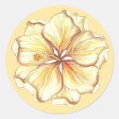 Hibiskus und Spitzen YELLOW Runder Aufkleber (Vorderseite)