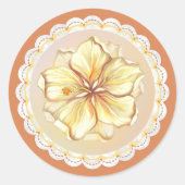 Hibiskus und Spitzen YELLOW Runder Aufkleber (Vorderseite)