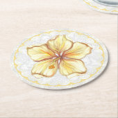 Hibiskus und Spitzen YELLOW Runder Pappuntersetzer (Angewinkelt)