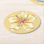 Hibiskus und Spitzen YELLOW Runder Pappuntersetzer (Angewinkelt)