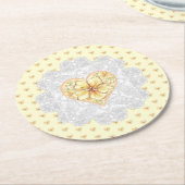 Hibiskus und Spitzen YELLOW Runder Pappuntersetzer (Angewinkelt)