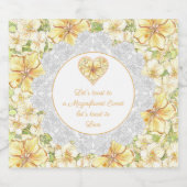 Hibiskus und Spitzen YELLOW Schaumweinetikett (Einzelnes Label)