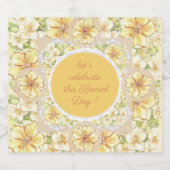 Hibiskus und Spitzen YELLOW Schaumweinetikett (Einzelnes Label)