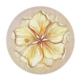 Hibiskus und Spitzen YELLOW Schneidebrett