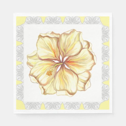 Hibiskus und Spitzen YELLOW Serviette (Vorderseite)