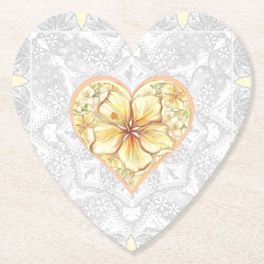 Hibiskus und Spitzen YELLOW Untersetzer (Vorderseite)