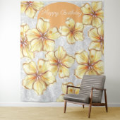 Hibiskus und Spitzen YELLOW Wandteppich (Beispiel)