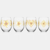 Hibiskus und Spitzen YELLOW Weinglas Ohne Stiel (Links)