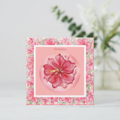 Hibiskus und Spitzenleistung ROT Einladung (Stehend Vorderseite)