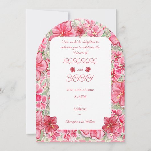 Hibiskus und Spitzenleistung ROT Einladung (Rückseite)