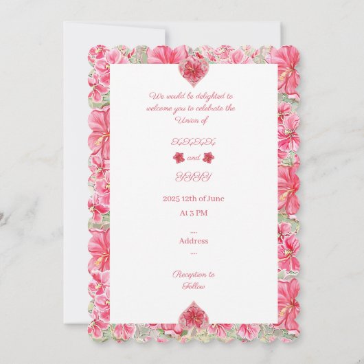 Hibiskus und Spitzenleistung ROT Einladung (Rückseite)