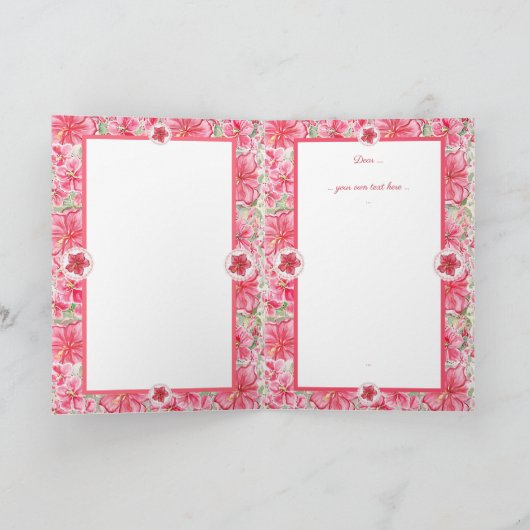 Hibiskus und Spitzenleistung ROT Einladung (Innenseite)