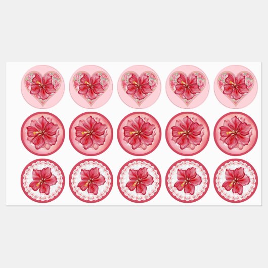 Hibiskus und Spitzenleistung ROT Etiketten (Blatt)