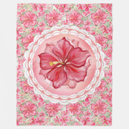 Hibiskus und Spitzenleistung ROT Fleecedecke