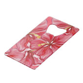 Hibiskus und Spitzenleistung ROT Geldbeutel Flaschenöffner (Vorderseite Schrägansicht)