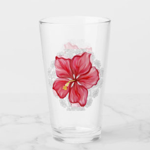 Hibiskus und Spitzenleistung ROT Glas