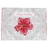 Hibiskus und Spitzenleistung ROT Große Geschenktüte (Rückseite)