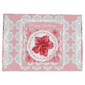 Hibiskus und Spitzenleistung ROT Große Geschenktüte (Rückseite)