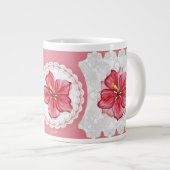 Hibiskus und Spitzenleistung ROT Jumbo-Tasse (Vorderseite Rechts)