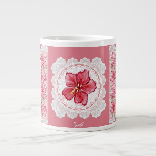 Hibiskus und Spitzenleistung ROT Jumbo-Tasse (Vorderseite)