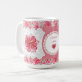 Hibiskus und Spitzenleistung ROT Kaffeetasse (Vorderseite Links)