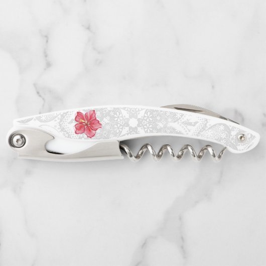 Hibiskus und Spitzenleistung ROT Kellnermesser (Vorderseite)