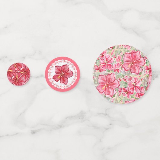 Hibiskus und Spitzenleistung ROT Konfetti (Rückseiten)