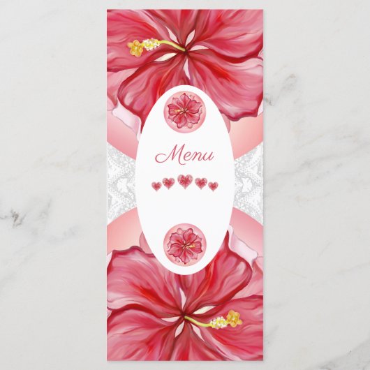 Hibiskus und Spitzenleistung ROT Menükarte (Rückseite)