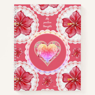 Hibiskus und Spitzenleistung ROT Notizblock