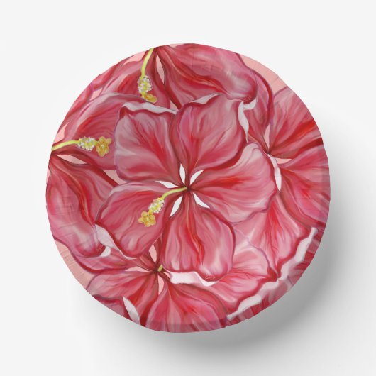 Hibiskus und Spitzenleistung ROT Pappteller (Vorderseite)