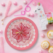 Hibiskus und Spitzenleistung ROT Pappteller (Party)