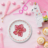 Hibiskus und Spitzenleistung ROT Pappteller (Party)