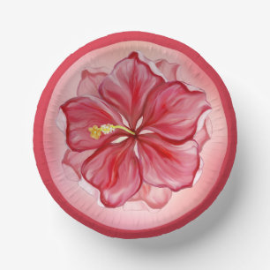 Hibiskus und Spitzenleistung ROT Pappteller