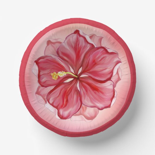 Hibiskus und Spitzenleistung ROT Pappteller (Vorderseite)