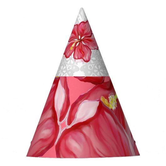Hibiskus und Spitzenleistung ROT Partyhütchen (Vorderseite)