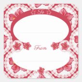 Hibiskus und Spitzenleistung ROT Quadratischer Aufkleber (Vorderseite)