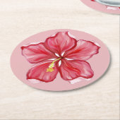 Hibiskus und Spitzenleistung ROT Runder Pappuntersetzer (Angewinkelt)