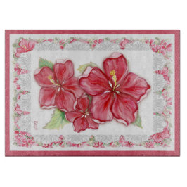 Hibiskus und Spitzenleistung ROT Schneidebrett