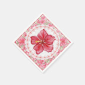 Hibiskus und Spitzenleistung ROT Serviette (Ecke)
