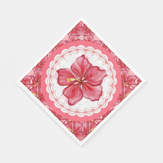 Hibiskus und Spitzenleistung ROT Serviette (Ecke)