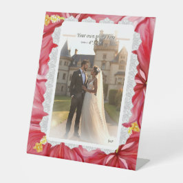 Hibiskus und Spitzenleistung ROT Sockelschild