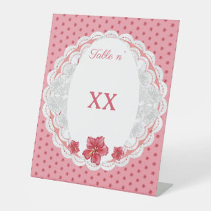 Hibiskus und Spitzenleistung ROT Sockelschild