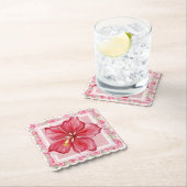 Hibiskus und Spitzenleistung ROT Untersetzer (Vor Ort)