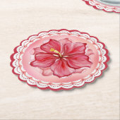 Hibiskus und Spitzenleistung ROT Untersetzer (angewinkelt)