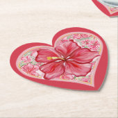 Hibiskus und Spitzenleistung ROT Untersetzer (angewinkelt)