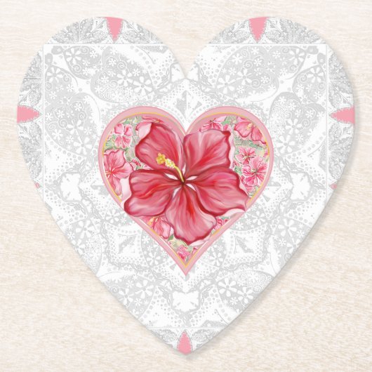 Hibiskus und Spitzenleistung ROT Untersetzer (Vorderseite)