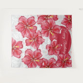 Hibiskus und Spitzenleistung ROT Wandteppich (Vorderseite (Horizontal))