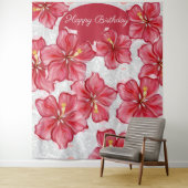 Hibiskus und Spitzenleistung ROT Wandteppich (Beispiel)